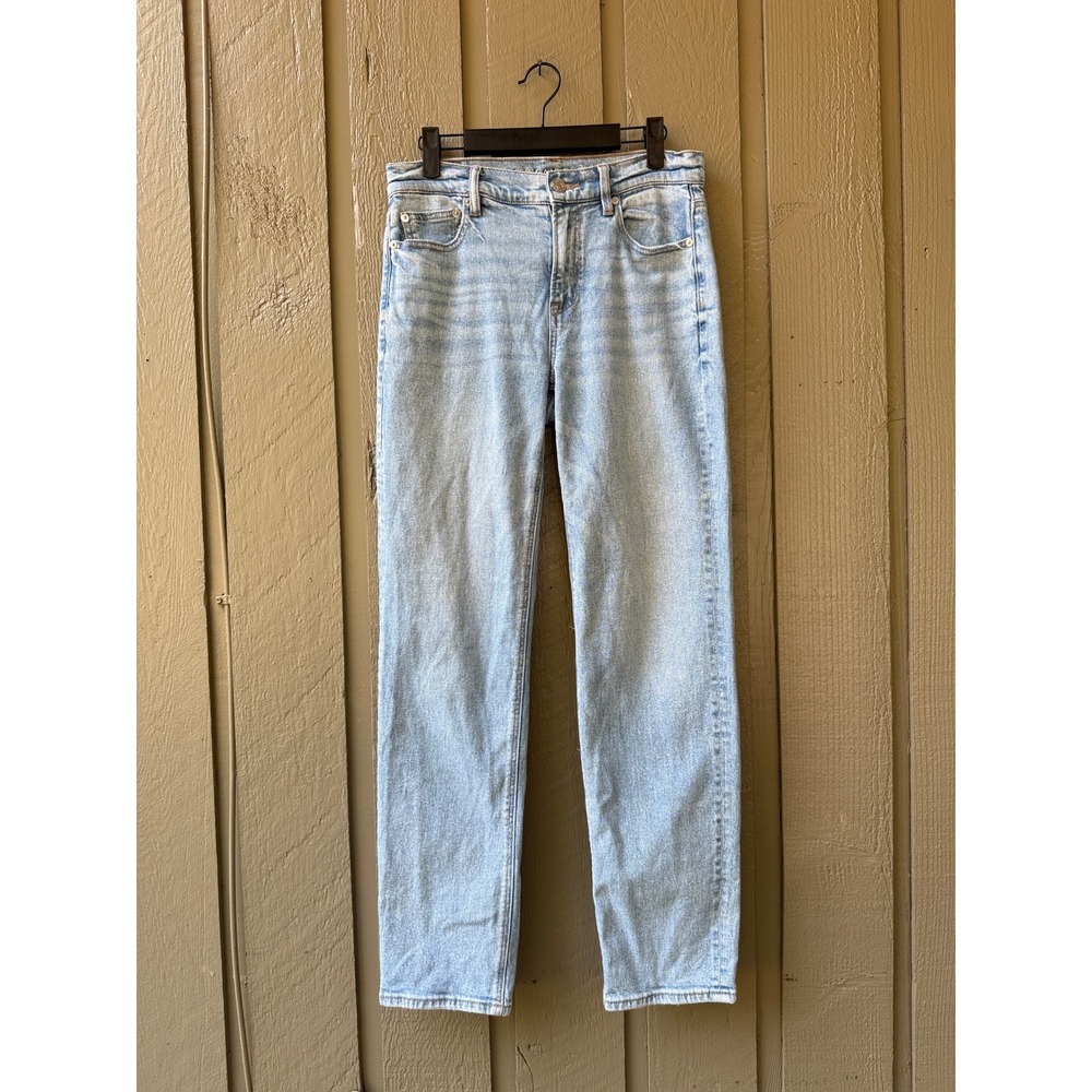 American Eagle Super High-Rise Straight Jeans Womens Stretch 4 Light Wash